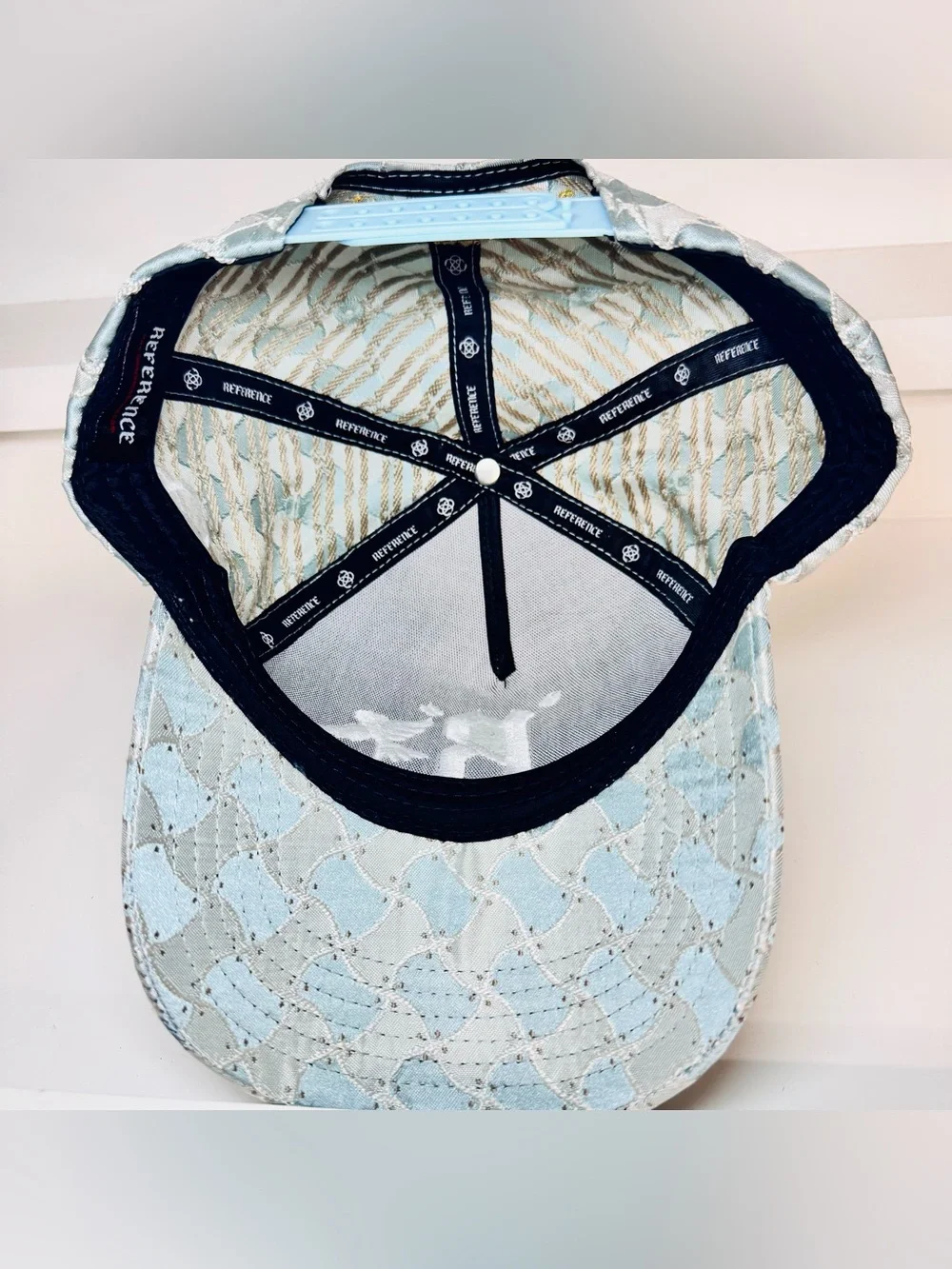 Reference Brand Luxe Woven Snapback Hat - Blue Snake Scale Pattern w/ Embroidere